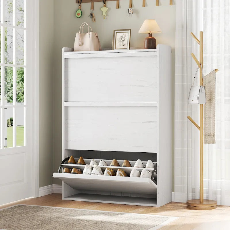 Shoe Cabinet with 3/2/4 Flip Drawers, Modern Shoe Storage for Entryway, Wooden Shoe Organizer Cabinet