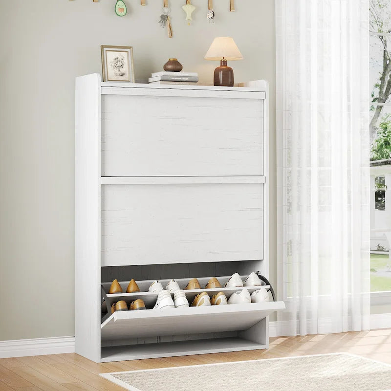 Shoe Cabinet with 3/2/4 Flip Drawers, Modern Shoe Storage for Entryway, Wooden Shoe Organizer Cabinet