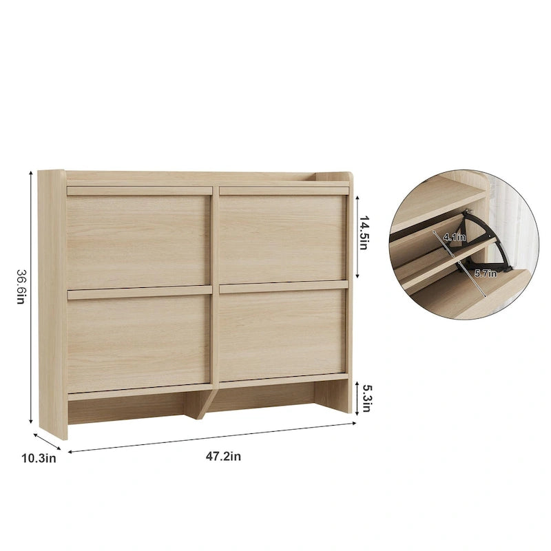 Shoe Cabinet with 3/2/4 Flip Drawers, Modern Shoe Storage for Entryway, Wooden Shoe Organizer Cabinet