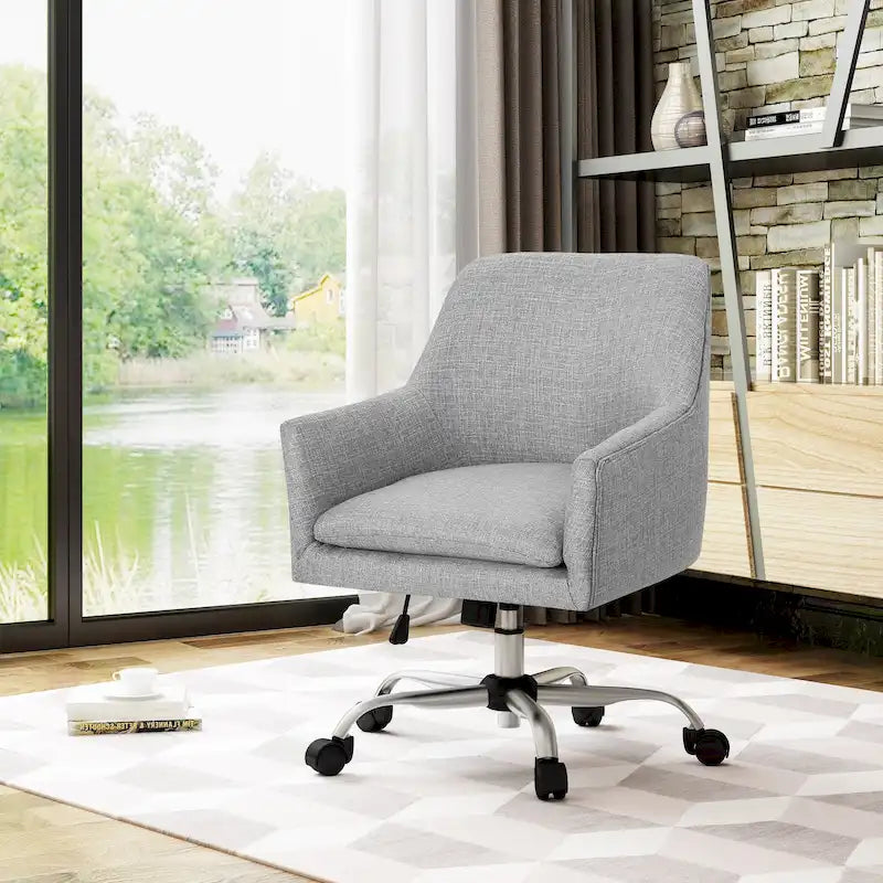 Mid Century Modern Fabric Home Office Chair with Chrome Base by - N/A