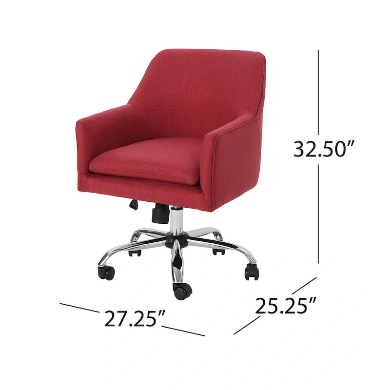 Mid Century Modern Fabric Home Office Chair with Chrome Base by - N/A