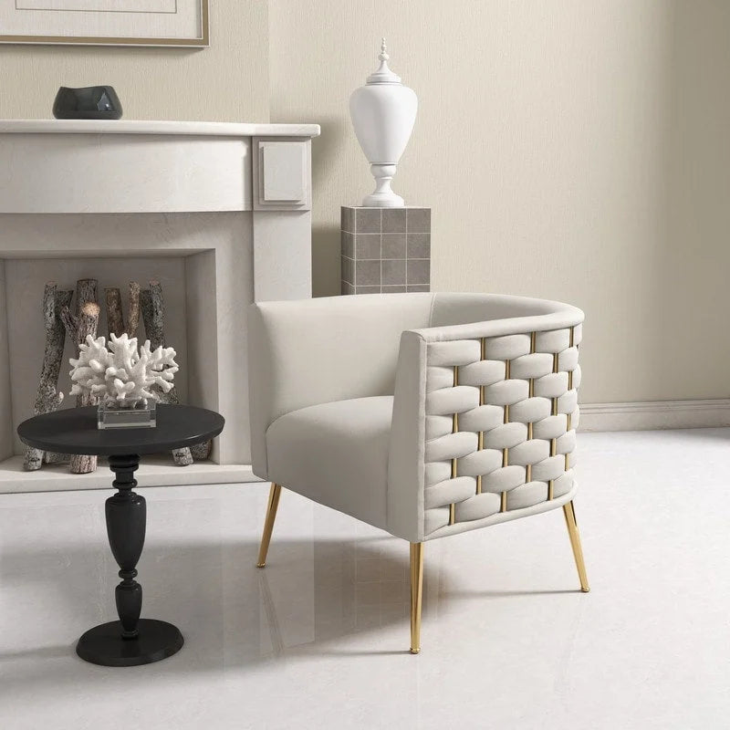 Mid-Century Modern Velvet Round Accent Chair for Living Room