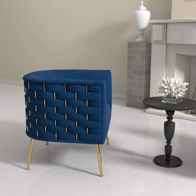 Mid-Century Modern Velvet Round Accent Chair for Living Room