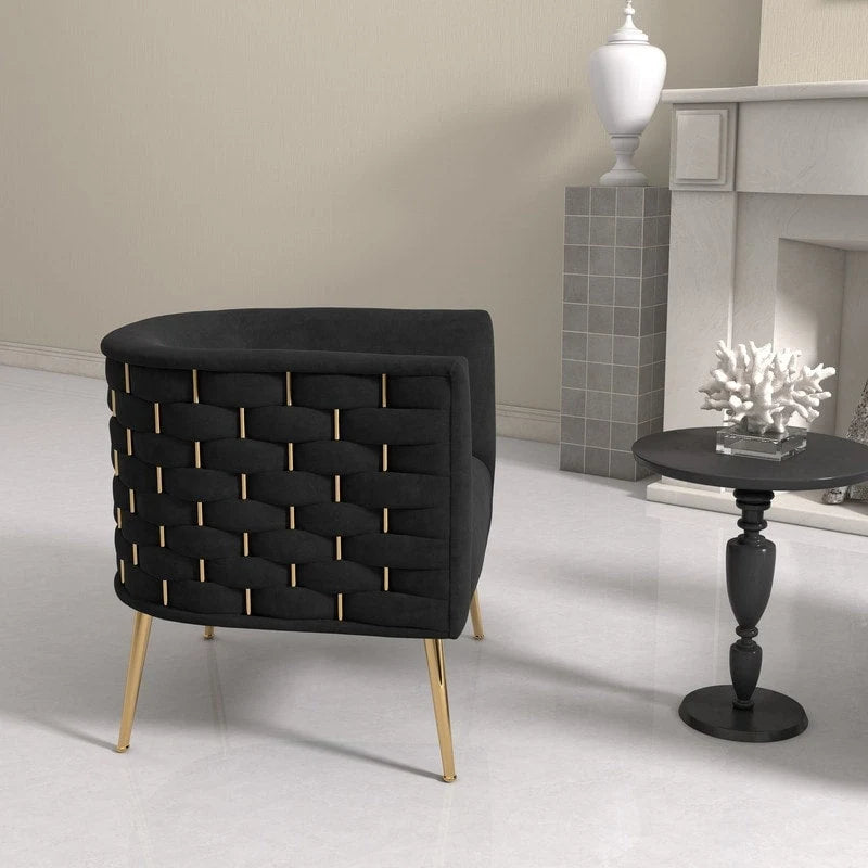 Mid-Century Modern Velvet Round Accent Chair for Living Room