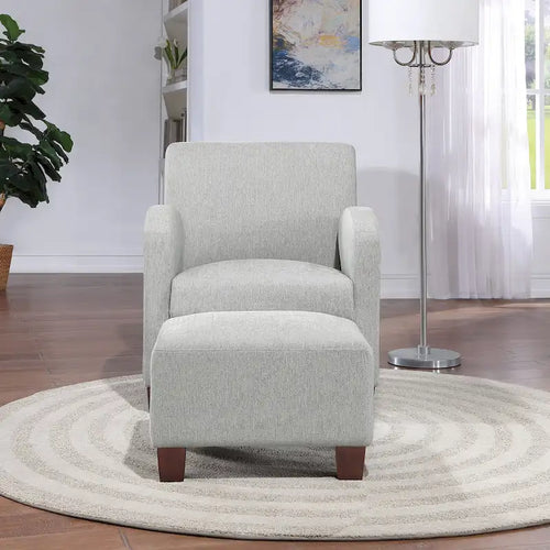 Fauteuil et pouf Aiden avec pieds espresso