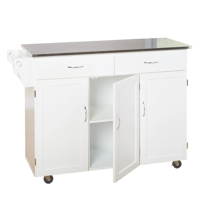 Rolling Kitchen Cart with Stainless Steel Top