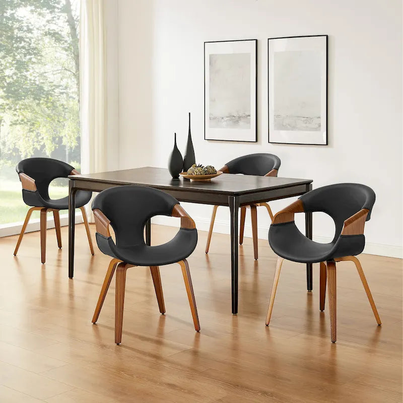 Mid-century Modern Faux Leather Bentwood Dining Chair