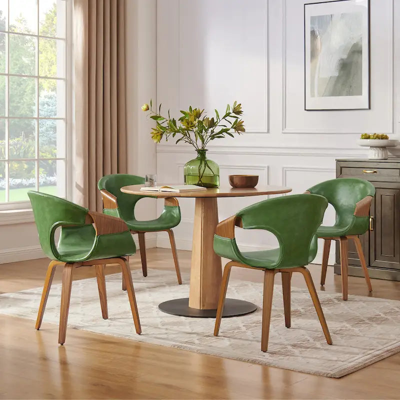 Mid-century Modern Faux Leather Bentwood Dining Chair