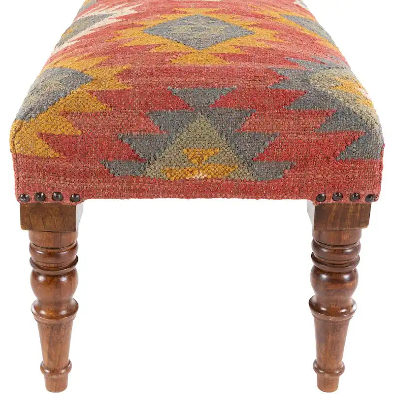 Southwestern Upholstered Jute Bench