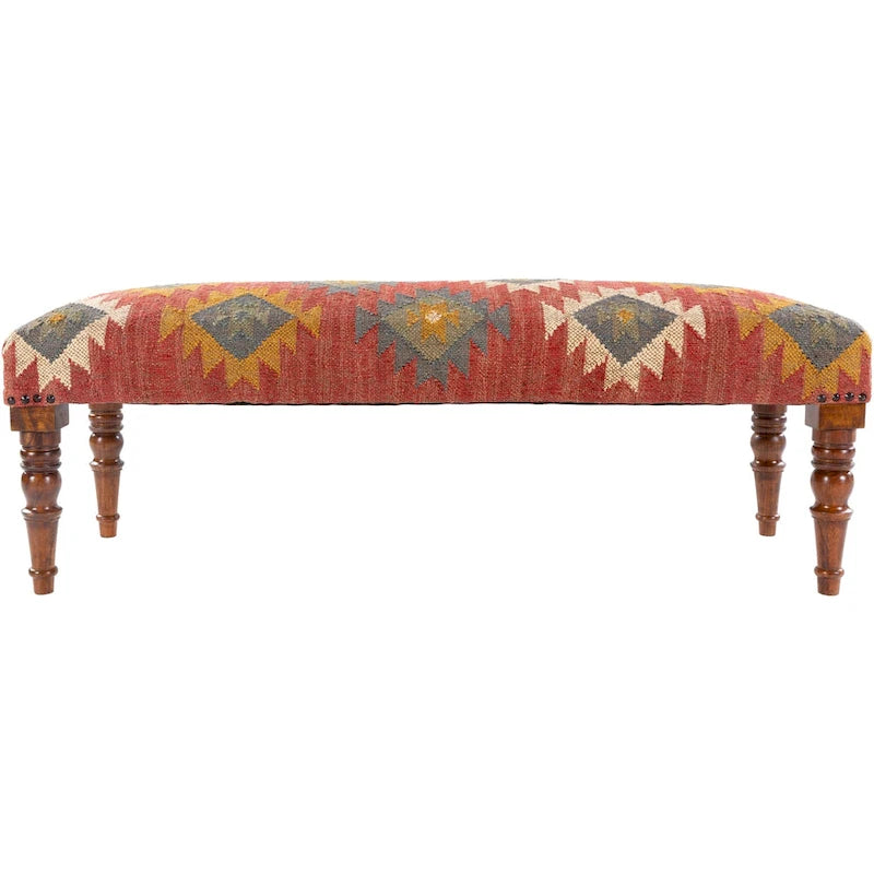 Southwestern Upholstered Jute Bench