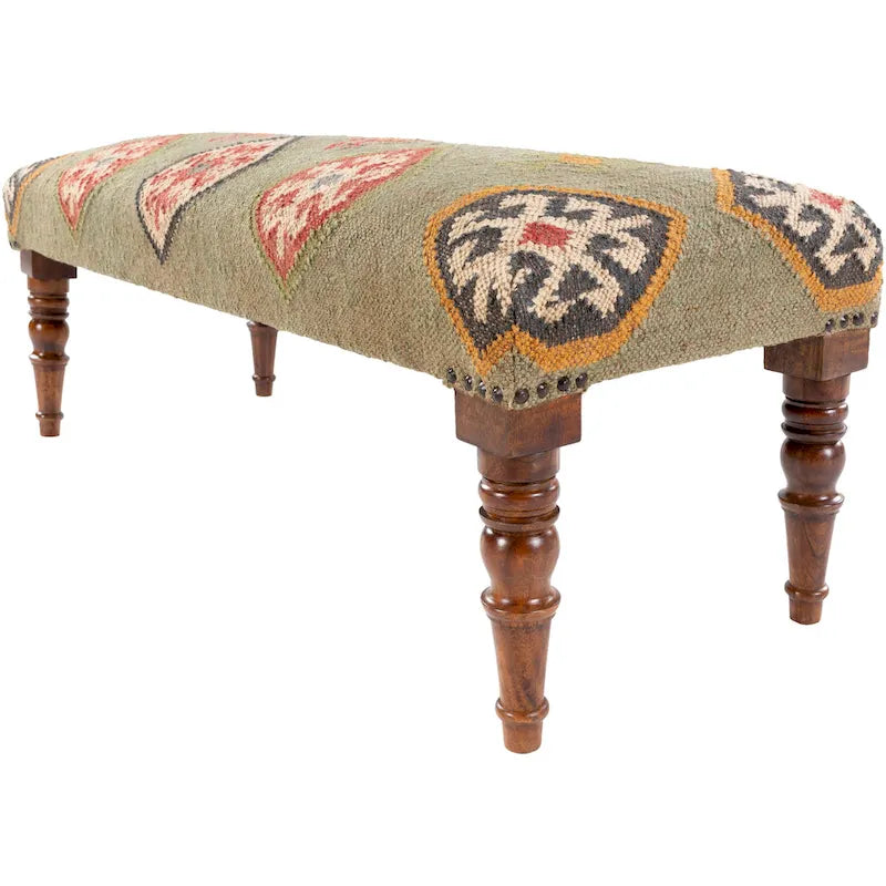 Southwestern Upholstered Jute Bench