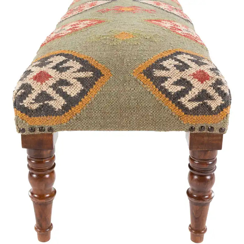 Southwestern Upholstered Jute Bench