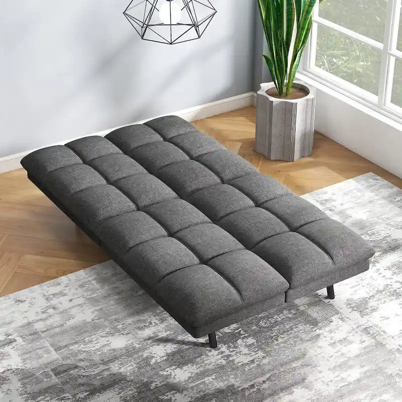 Sofa Bed, Memory Foam Foldable Couch Convertible Loveseat Sleeper Daybed with Adjustable Armrests for Small Space