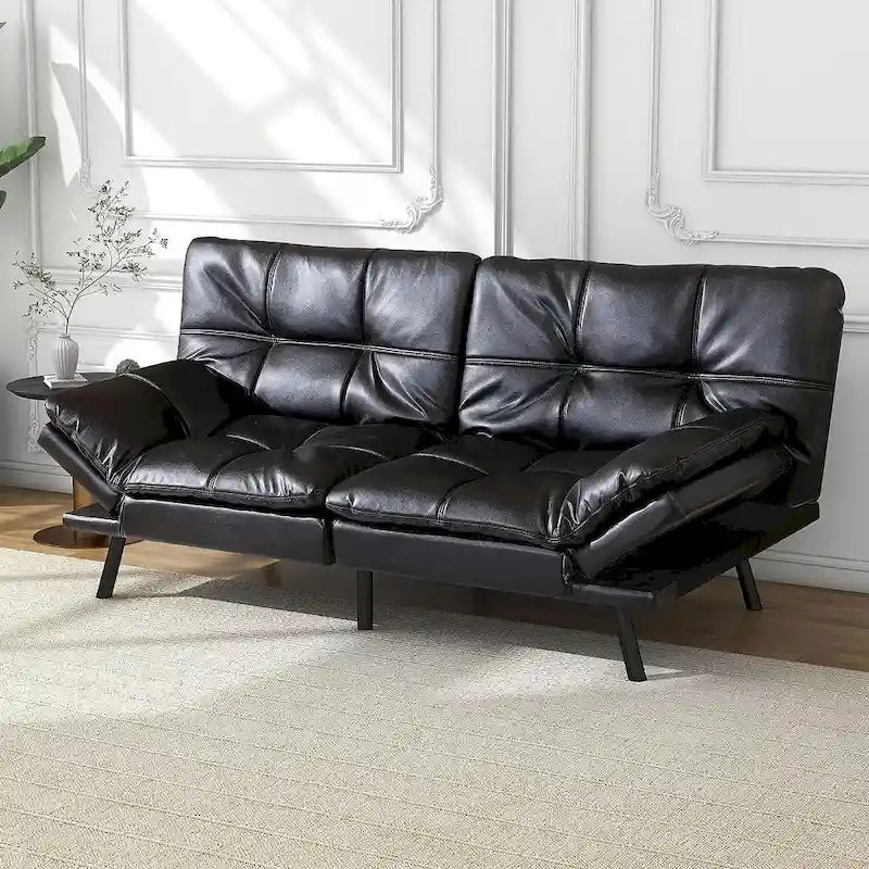 Sofa Bed, Memory Foam Foldable Couch Convertible Loveseat Sleeper Daybed with Adjustable Armrests for Small Space