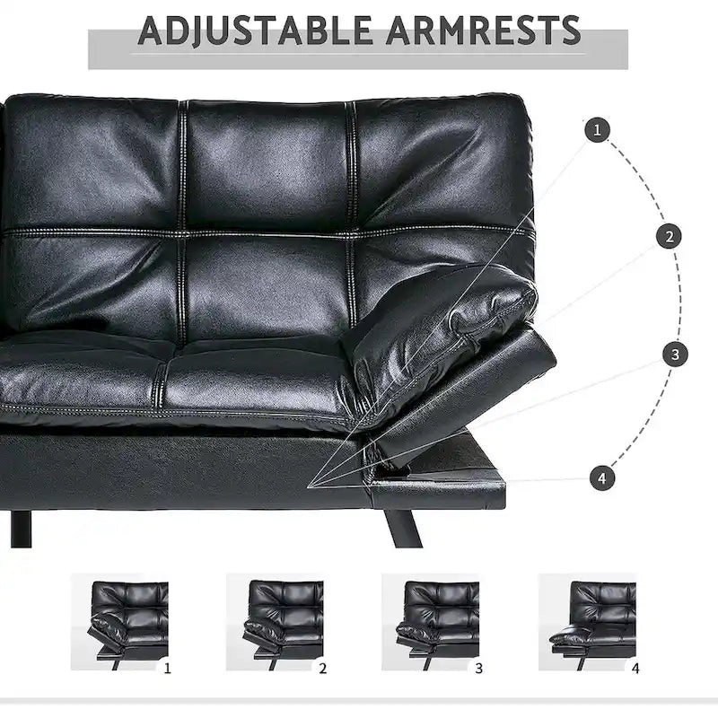 Sofa Bed, Memory Foam Foldable Couch Convertible Loveseat Sleeper Daybed with Adjustable Armrests for Small Space