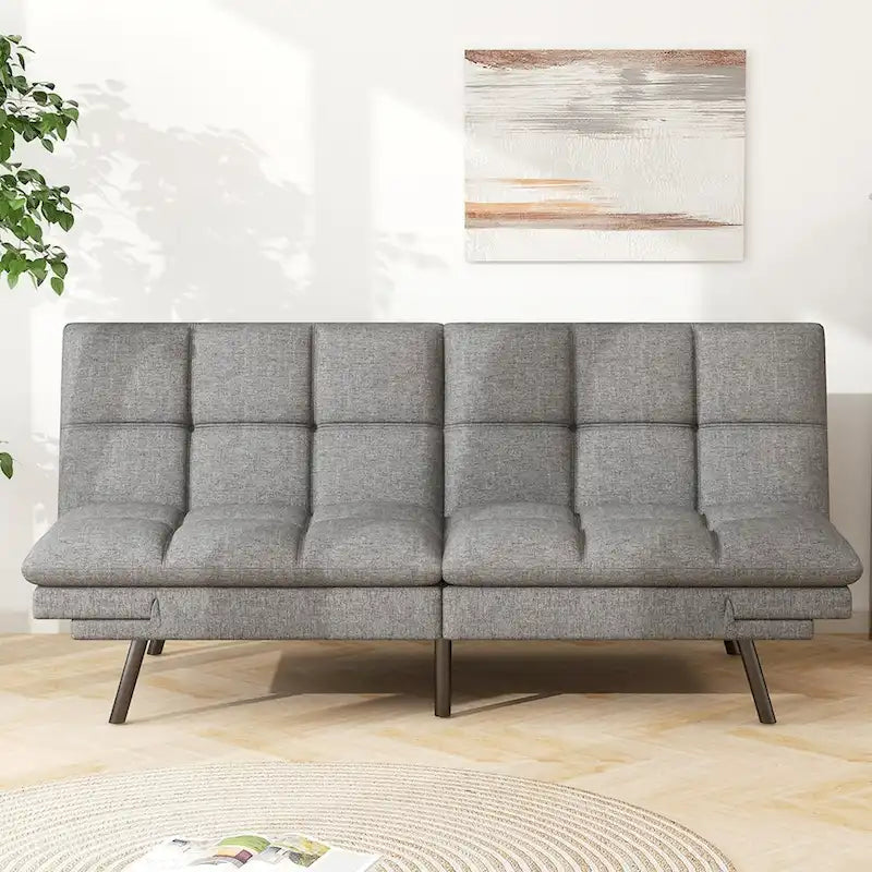 Sofa Bed, Memory Foam Foldable Couch Convertible Loveseat Sleeper Daybed with Adjustable Armrests for Small Space