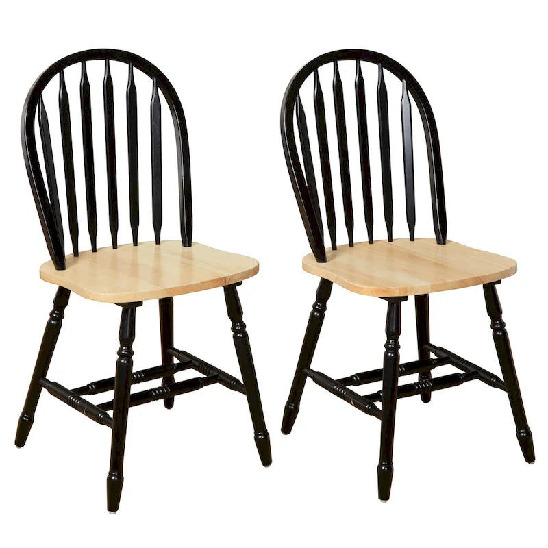 Solid Wood Spindle Dining Chairs (Set of 2)
