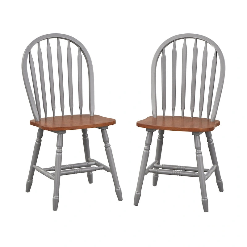 Solid Wood Spindle Dining Chairs (Set of 2)