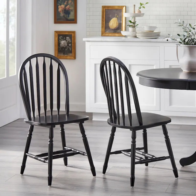 Solid Wood Spindle Dining Chairs (Set of 2)