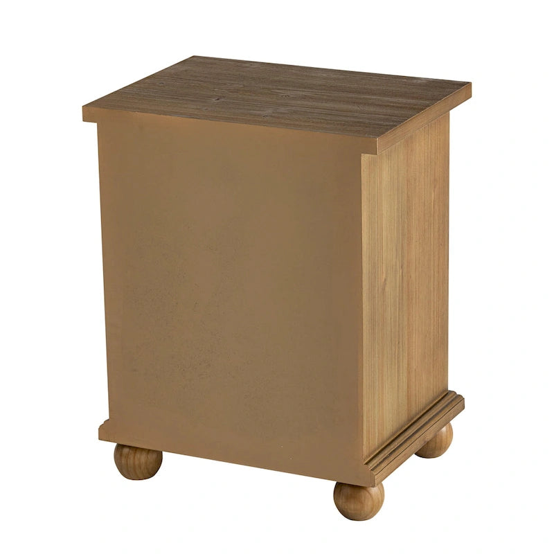 Rustic Farmhouse 3-Drawer Nightstand with Leaves Pattern Carved, Vintage French Country Dresser Chest Accent Cabinet