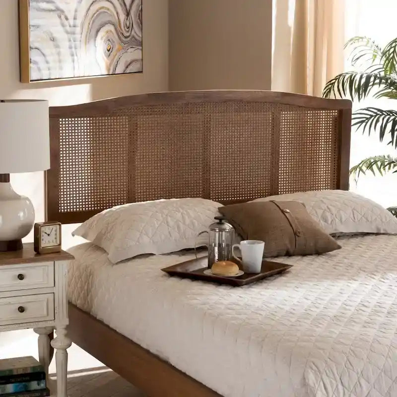 Wood and Synthetic Rattan Headboard