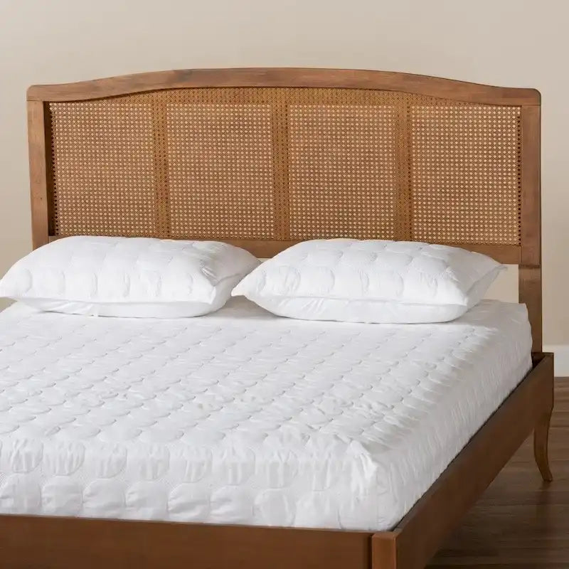Wood and Synthetic Rattan Headboard