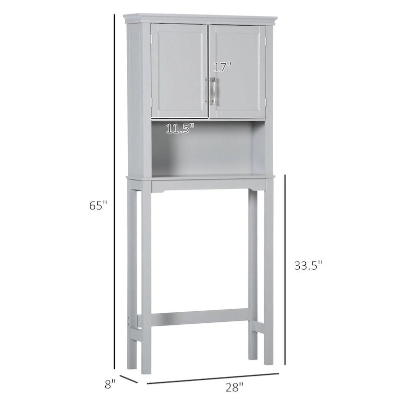 Modern Over The Toilet Storage Cabinet, Double Door Bathroom Organizer
