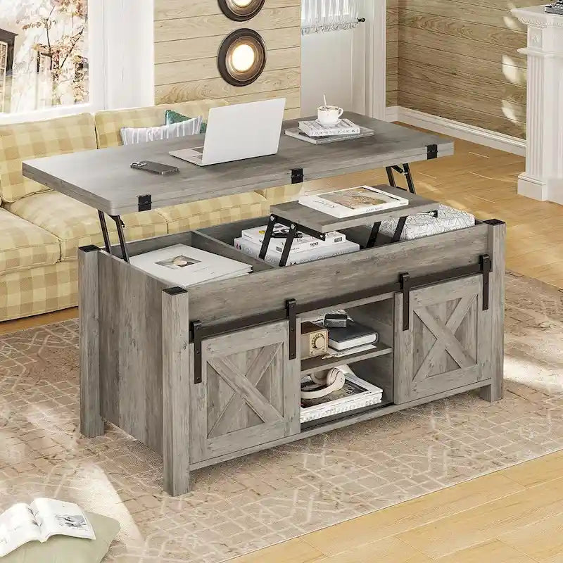 Lift Top Coffee Table 2 Sliding Barn Doors Storage Dining Table