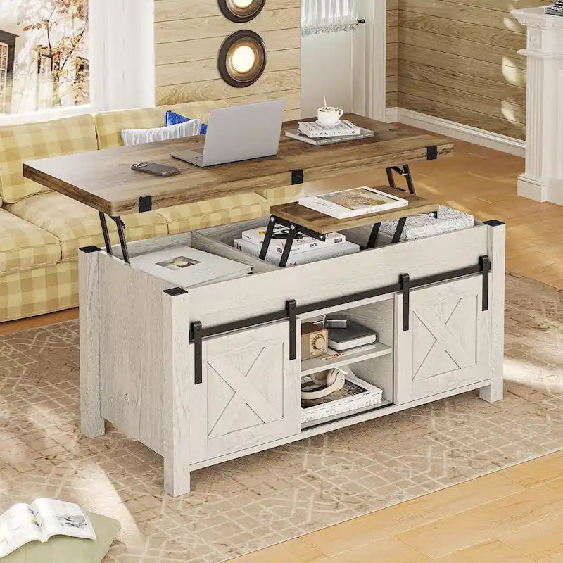 Lift Top Coffee Table 2 Sliding Barn Doors Storage Dining Table