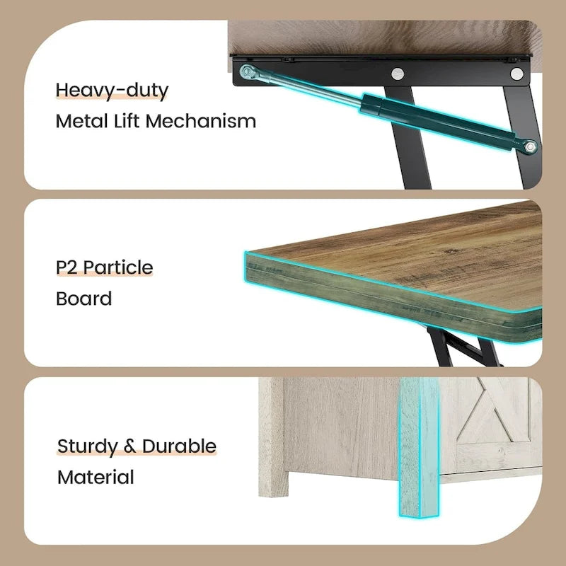 Lift Top Coffee Table 2 Sliding Barn Doors Storage Dining Table