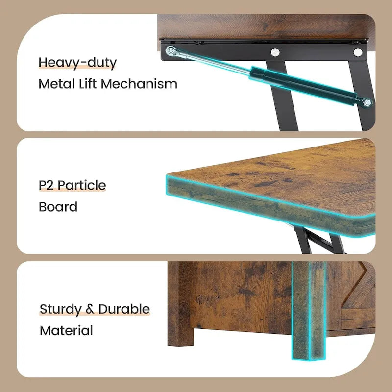 Lift Top Coffee Table 2 Sliding Barn Doors Storage Dining Table