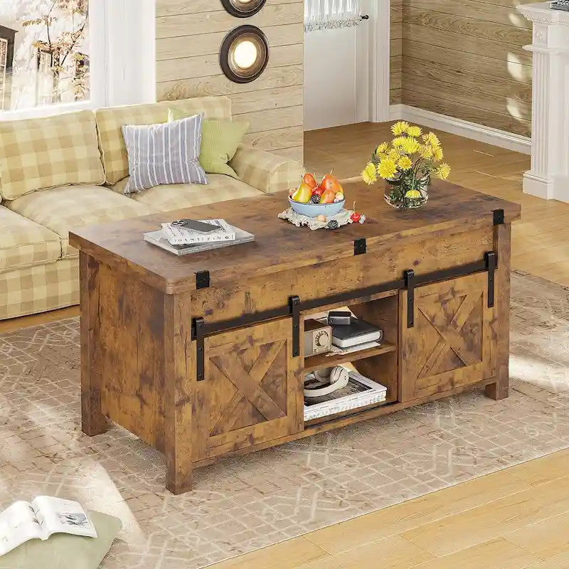 Lift Top Coffee Table 2 Sliding Barn Doors Storage Dining Table