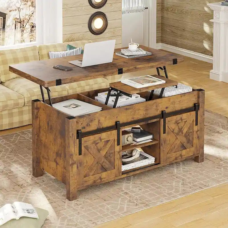 Lift Top Coffee Table 2 Sliding Barn Doors Storage Dining Table