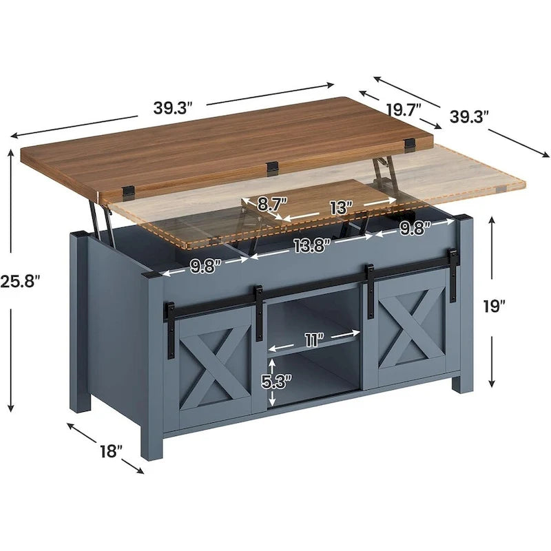 Lift Top Coffee Table 2 Sliding Barn Doors Storage Dining Table