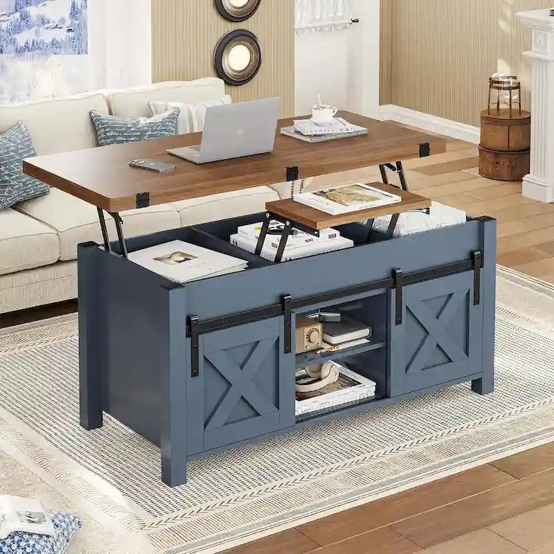 Lift Top Coffee Table 2 Sliding Barn Doors Storage Dining Table