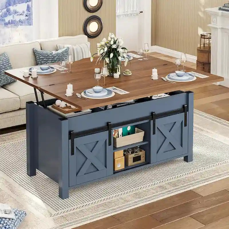 Lift Top Coffee Table 2 Sliding Barn Doors Storage Dining Table