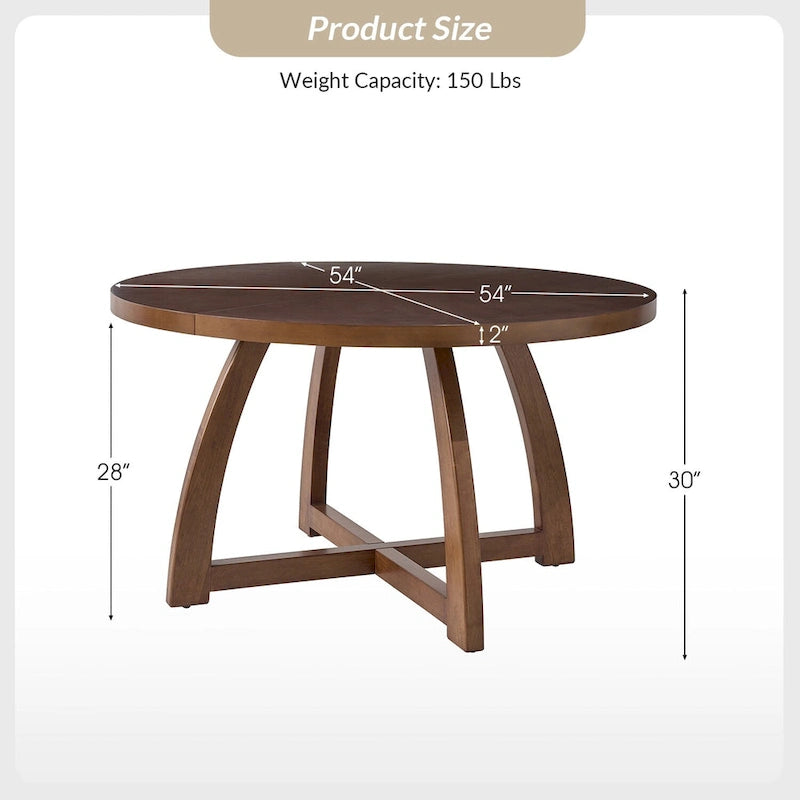 Mid-century Modern 54 Solid Wood Round Dining Table