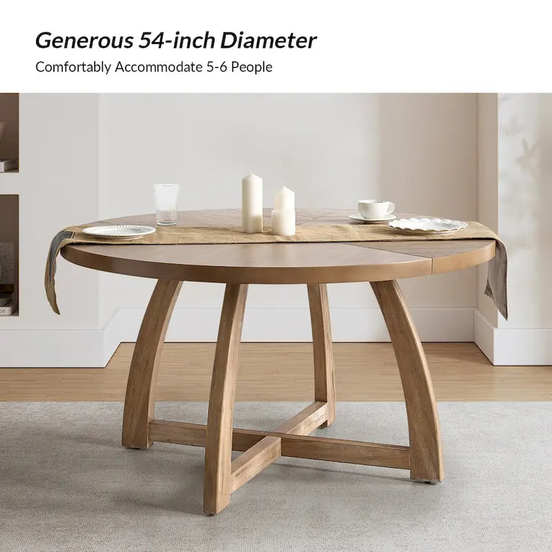 Mid-century Modern 54 Solid Wood Round Dining Table