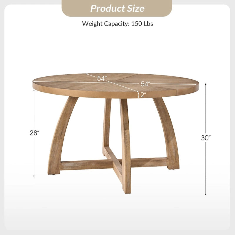 Mid-century Modern 54 Solid Wood Round Dining Table
