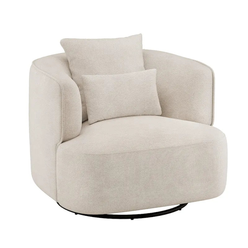 Swivel Accent Armchair Fabric Blend, Modern Upholstered Barrel Chair Living Room Sofa Chair
