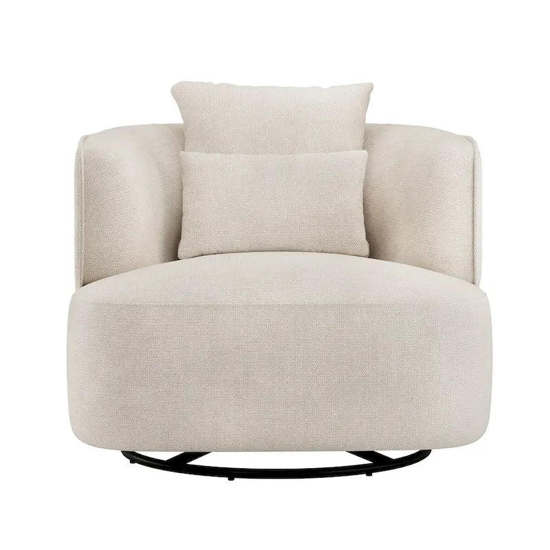 Swivel Accent Armchair Fabric Blend, Modern Upholstered Barrel Chair Living Room Sofa Chair