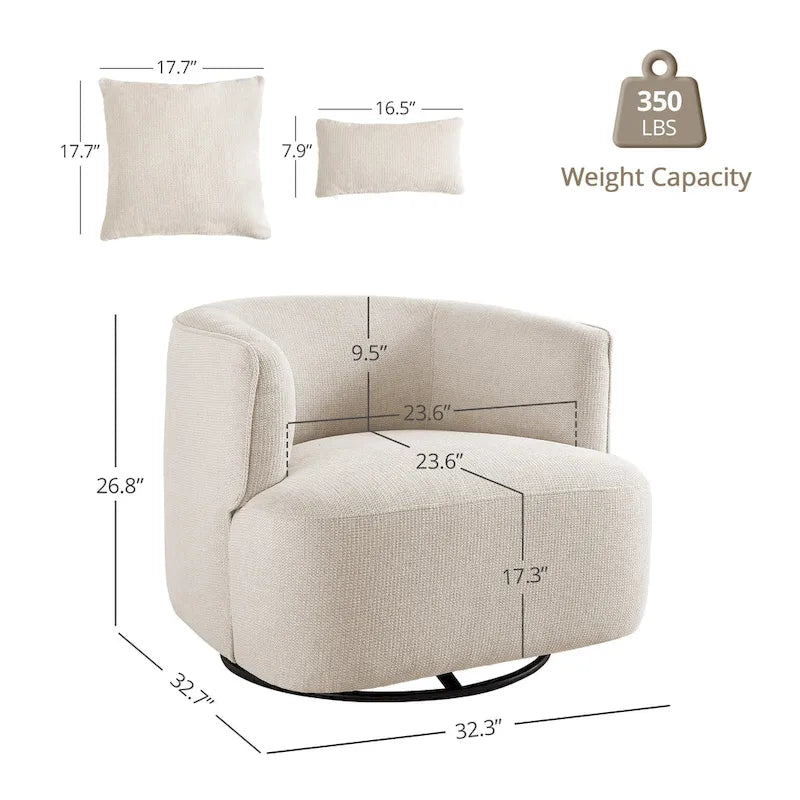 Swivel Accent Armchair Fabric Blend, Modern Upholstered Barrel Chair Living Room Sofa Chair