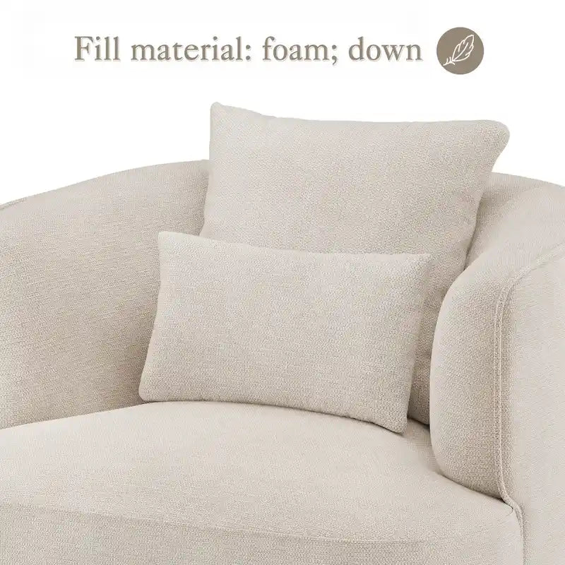 Swivel Accent Armchair Fabric Blend, Modern Upholstered Barrel Chair Living Room Sofa Chair