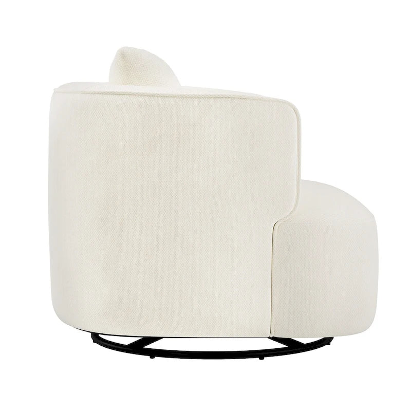 Swivel Accent Armchair Fabric Blend, Modern Upholstered Barrel Chair Living Room Sofa Chair
