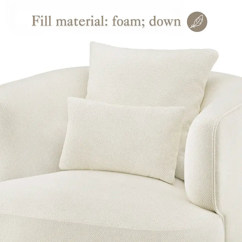 Swivel Accent Armchair Fabric Blend, Modern Upholstered Barrel Chair Living Room Sofa Chair