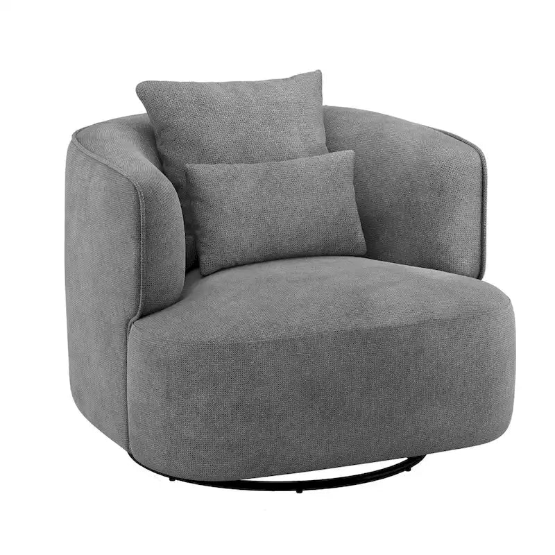 Swivel Accent Armchair Fabric Blend, Modern Upholstered Barrel Chair Living Room Sofa Chair