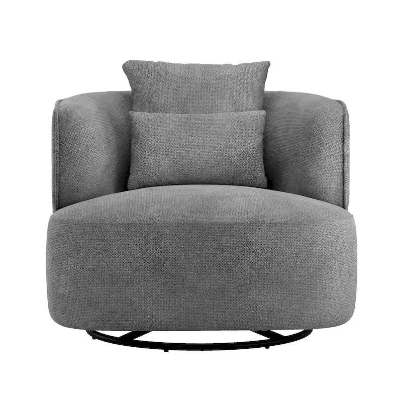 Swivel Accent Armchair Fabric Blend, Modern Upholstered Barrel Chair Living Room Sofa Chair