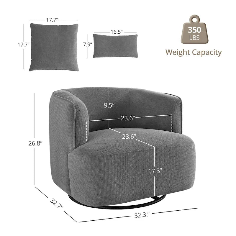 Swivel Accent Armchair Fabric Blend, Modern Upholstered Barrel Chair Living Room Sofa Chair