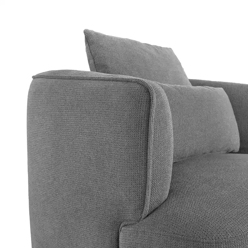 Swivel Accent Armchair Fabric Blend, Modern Upholstered Barrel Chair Living Room Sofa Chair