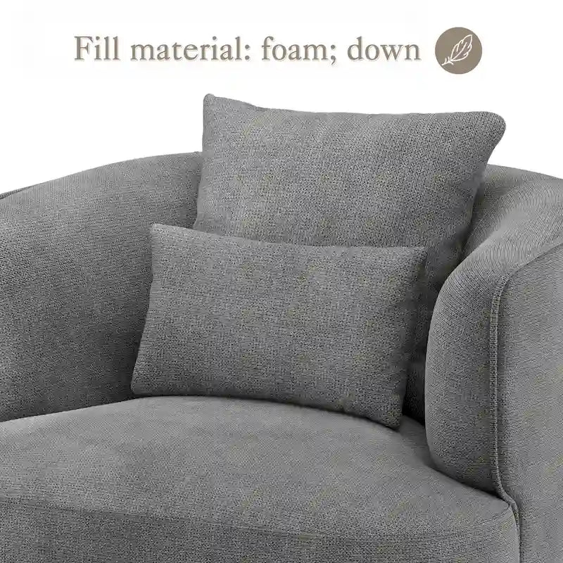 Swivel Accent Armchair Fabric Blend, Modern Upholstered Barrel Chair Living Room Sofa Chair